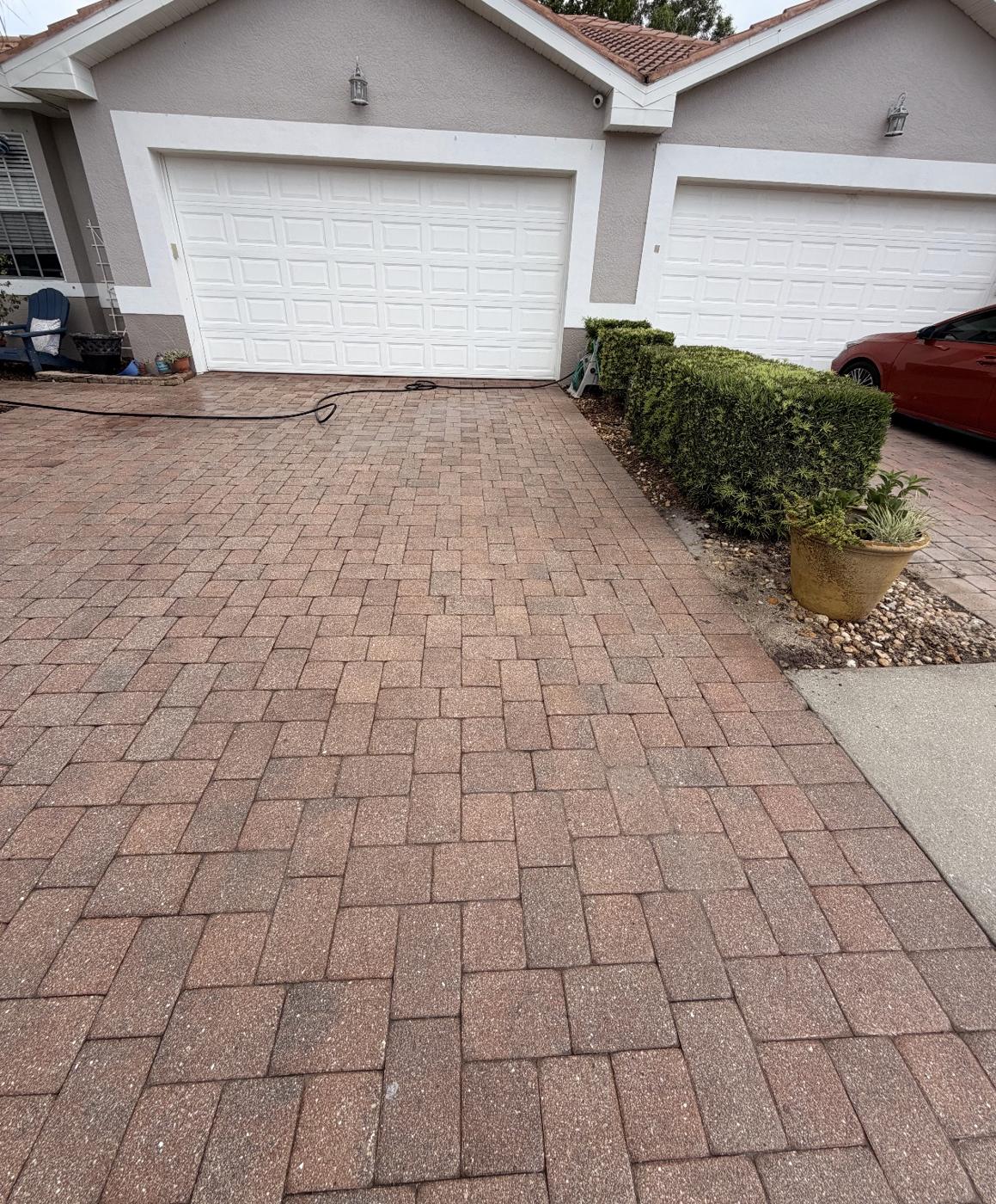 Finished, level paver driveway